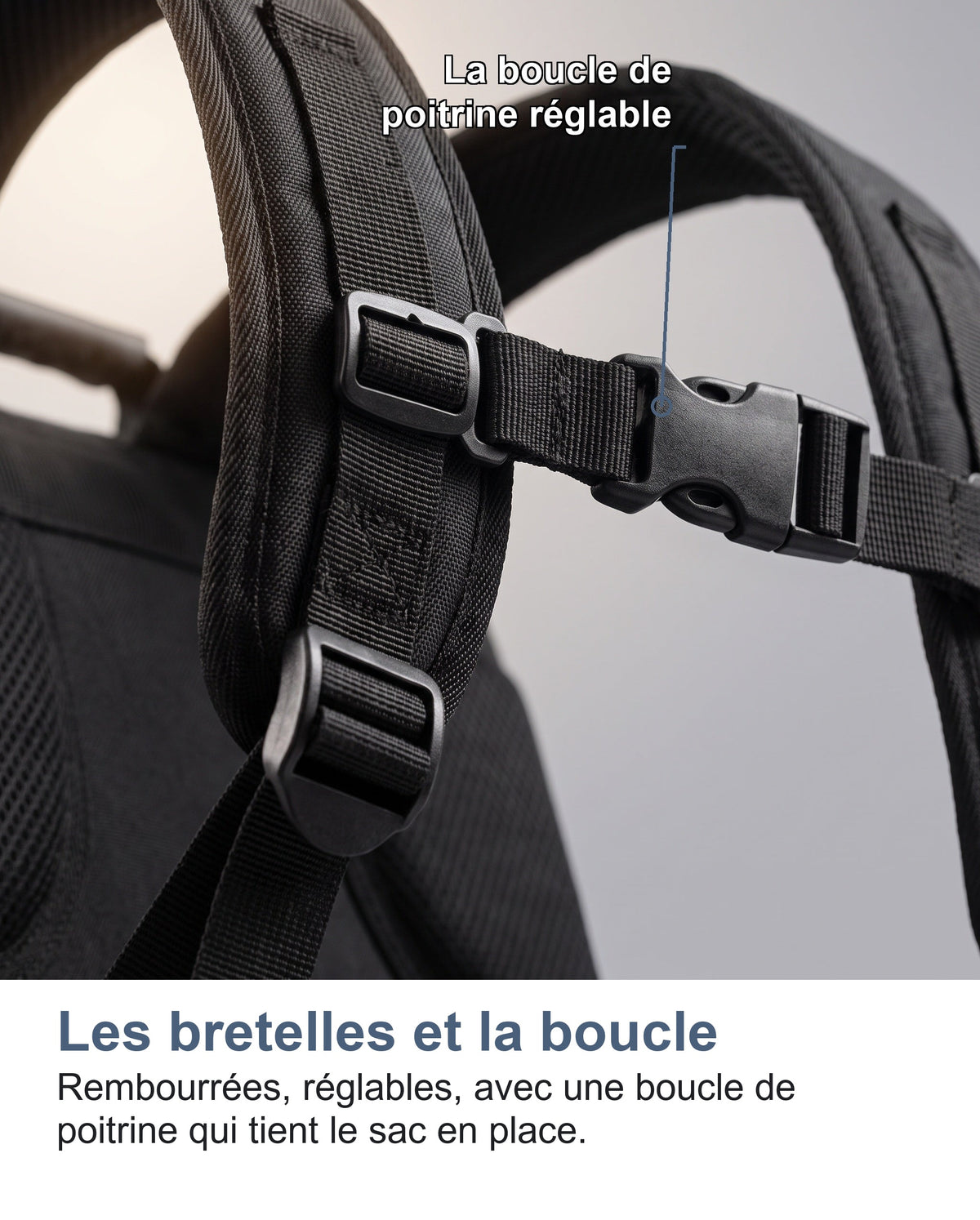 Gros plan sur les bretelles du sac de transport chat