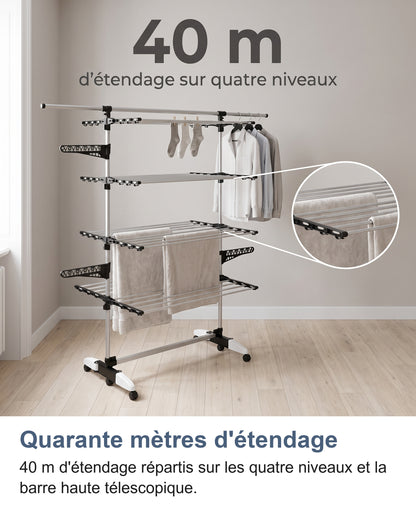40 m d'étendage répartis sur les quatre niveaux du séchoir à linge