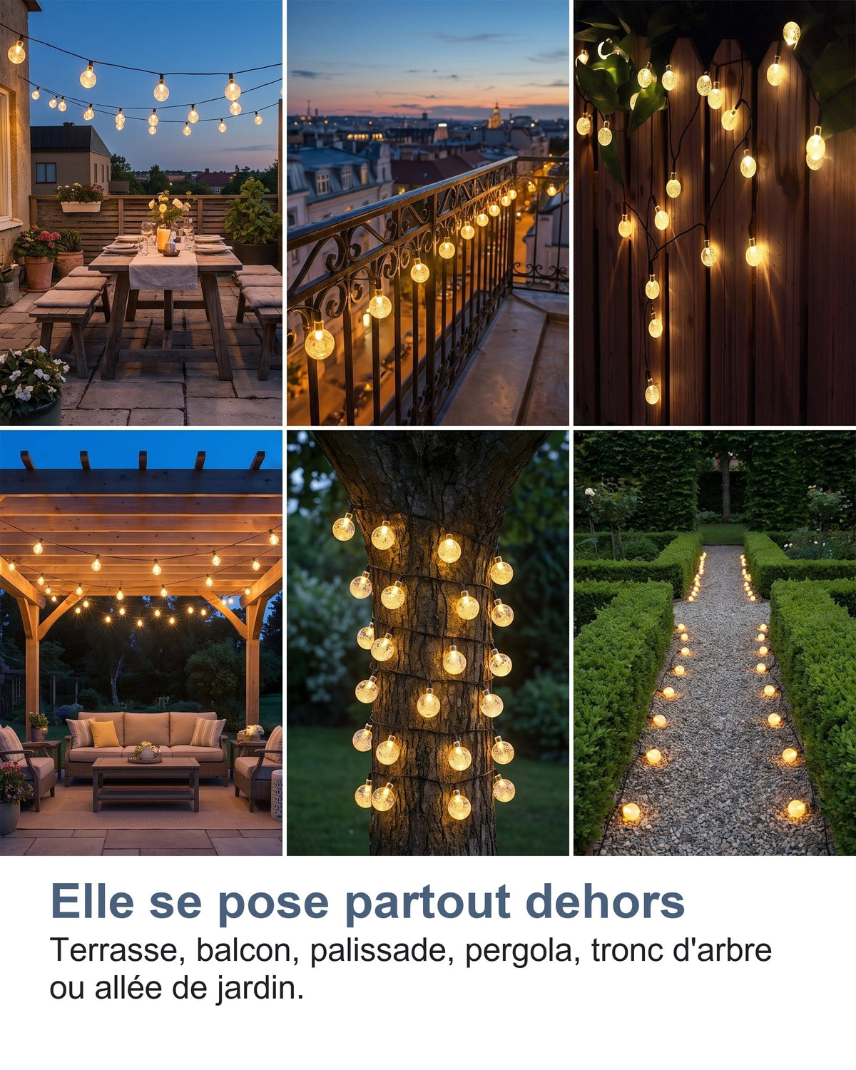 Elle se pose partout dehors Terrasse, balcon, palissade, pergola, tronc d'arbre ou allée de jardin.