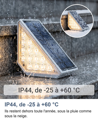 Spot solaire allumé sous la pluie, médaillon sous la neige, IP44 de -25 à +60 °C