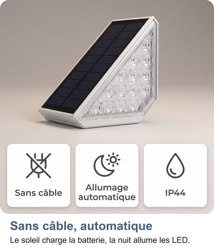 Trois atouts : sans câble, allumage automatique et IP44