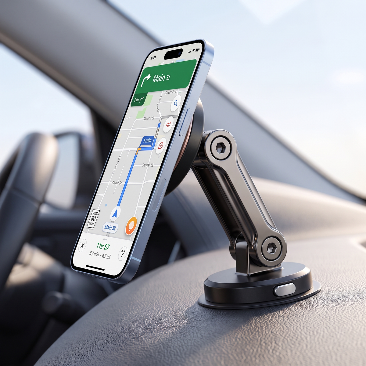 Support voiture magnetique avec charge sans fil 15W