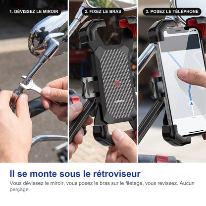 Montage du support sous le rétroviseur en trois étapes