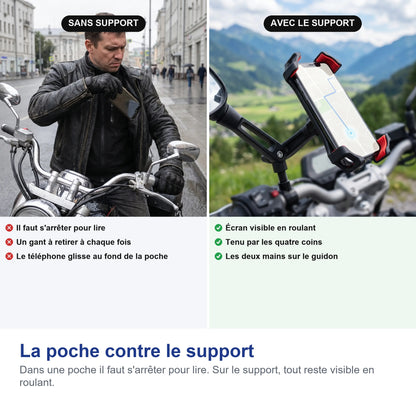 Le téléphone sorti de la poche comparé au téléphone monté sur le support