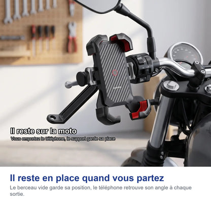 Le support reste sur la moto quand le téléphone est retiré