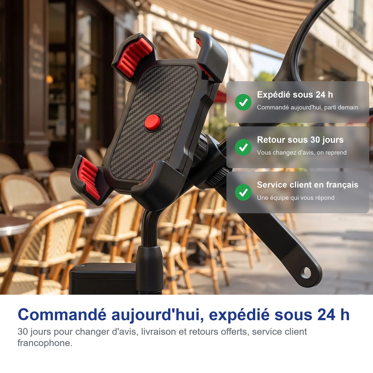 Expédition sous 24 h, 30 jours pour changer d'avis