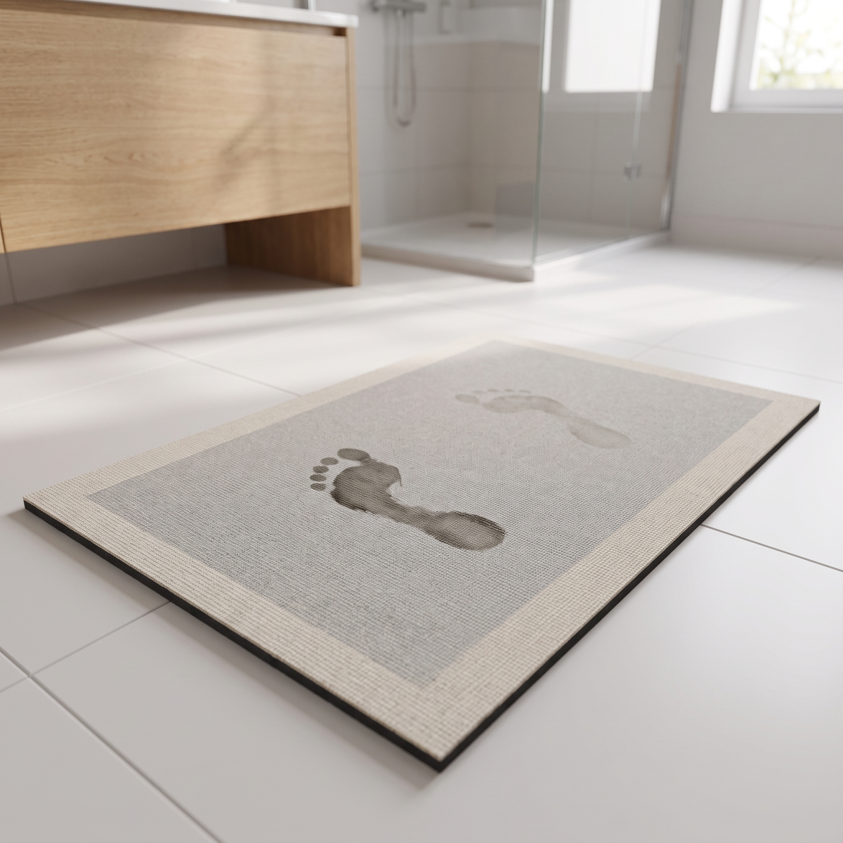 L'eau part dans le tapis, pas sur le carrelage