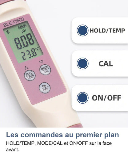 Gros plan sur les commandes HOLD TEMP, MODE CAL et ON OFF