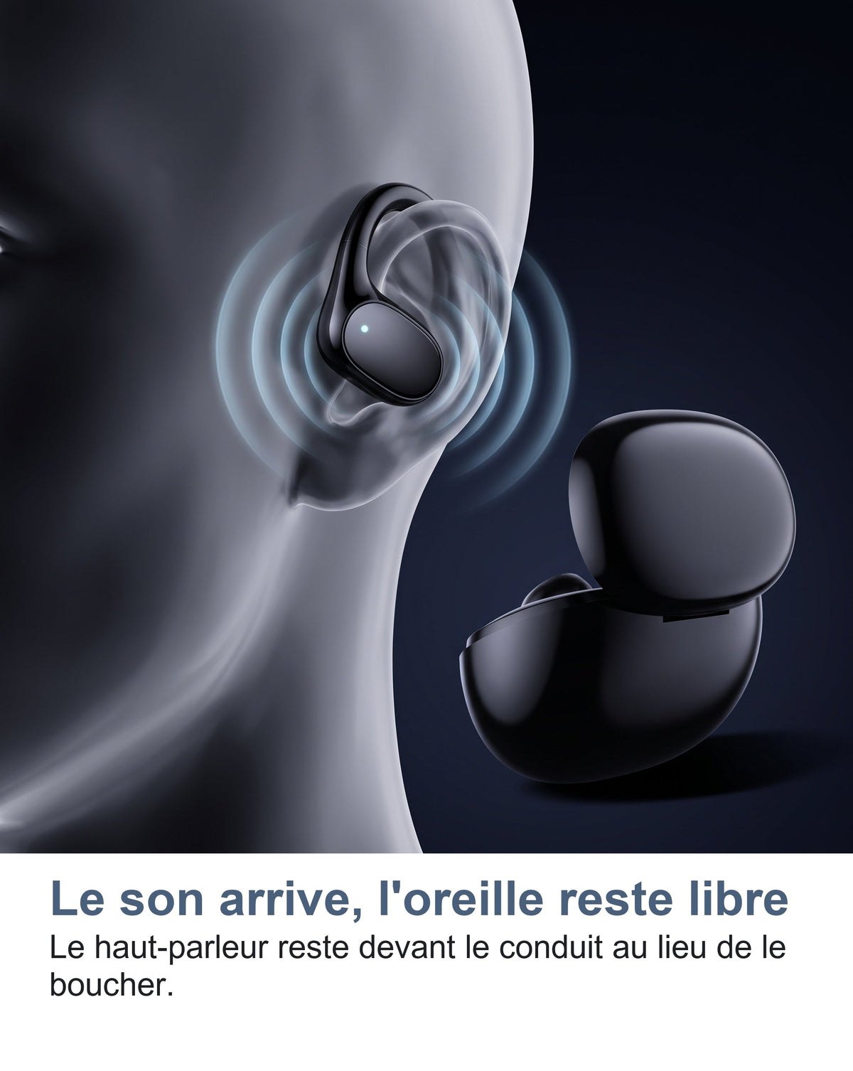 Le son de l'écouteur arrive à l'oreille restée ouverte