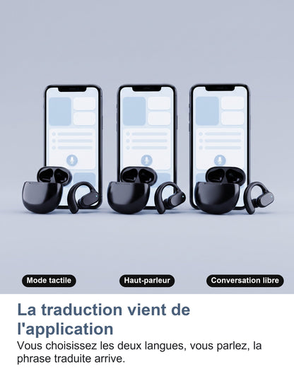 Les modes de l'application de traduction sur trois téléphones