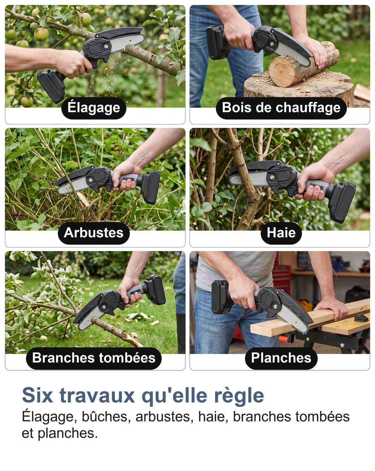 La mini tronçonneuse utilisée pour six travaux de jardin