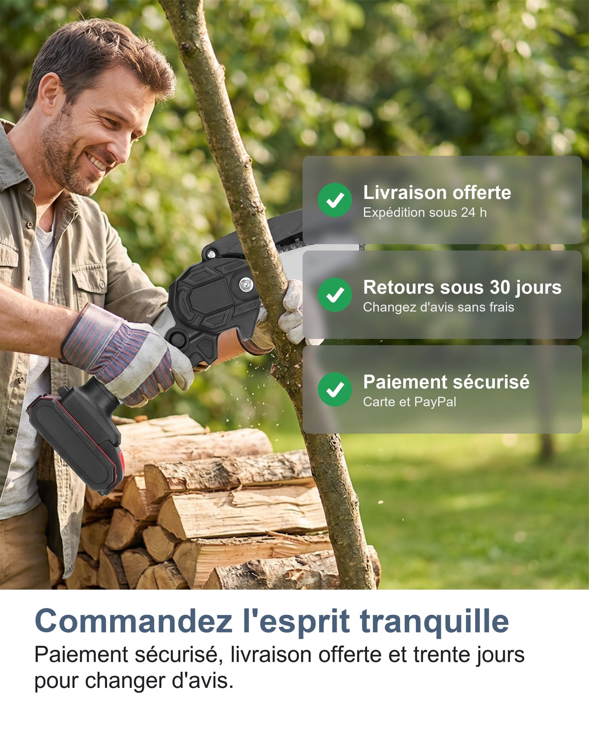 Livraison offerte, paiement sécurisé et trente jours pour changer d'avis