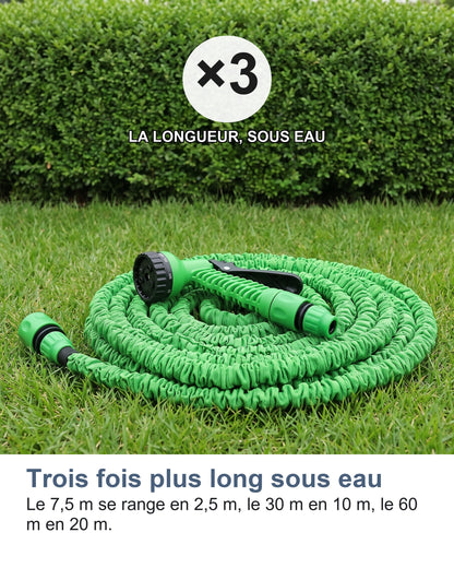 Trois fois plus long sous eau Le 7,5 m se range en 2,5 m, le 30 m en 10 m, le 60 m en 20 m.