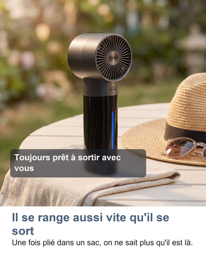 Le mini ventilateur turbo posé près d'un chapeau