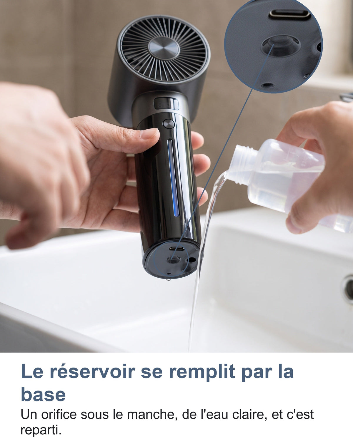 Remplissage du réservoir du mini ventilateur turbo