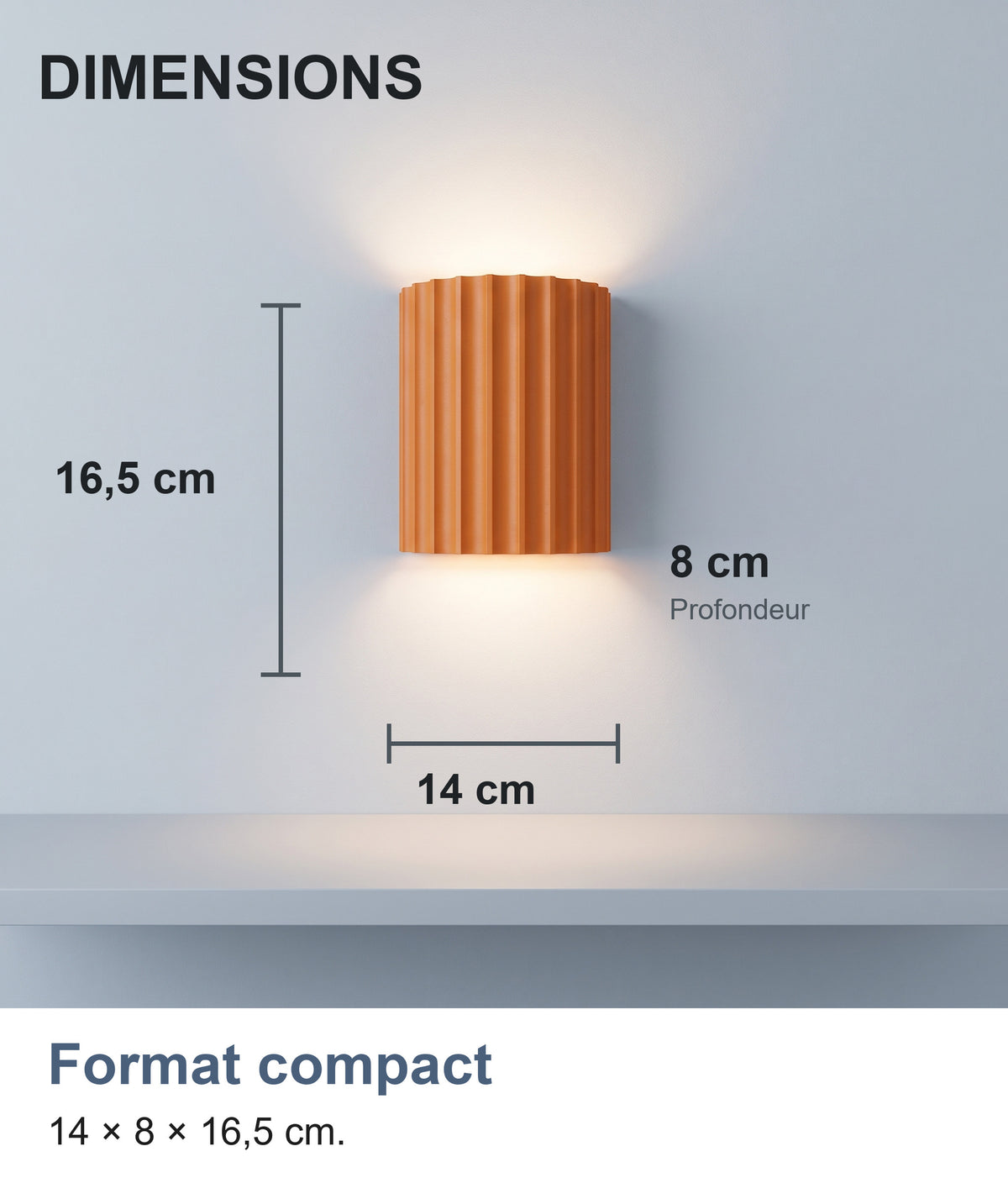 Dimensions et profil compact de l'applique murale