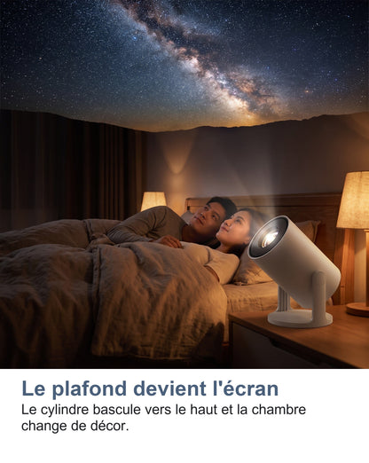 Le vidéoprojecteur projette une image au plafond d'une chambre