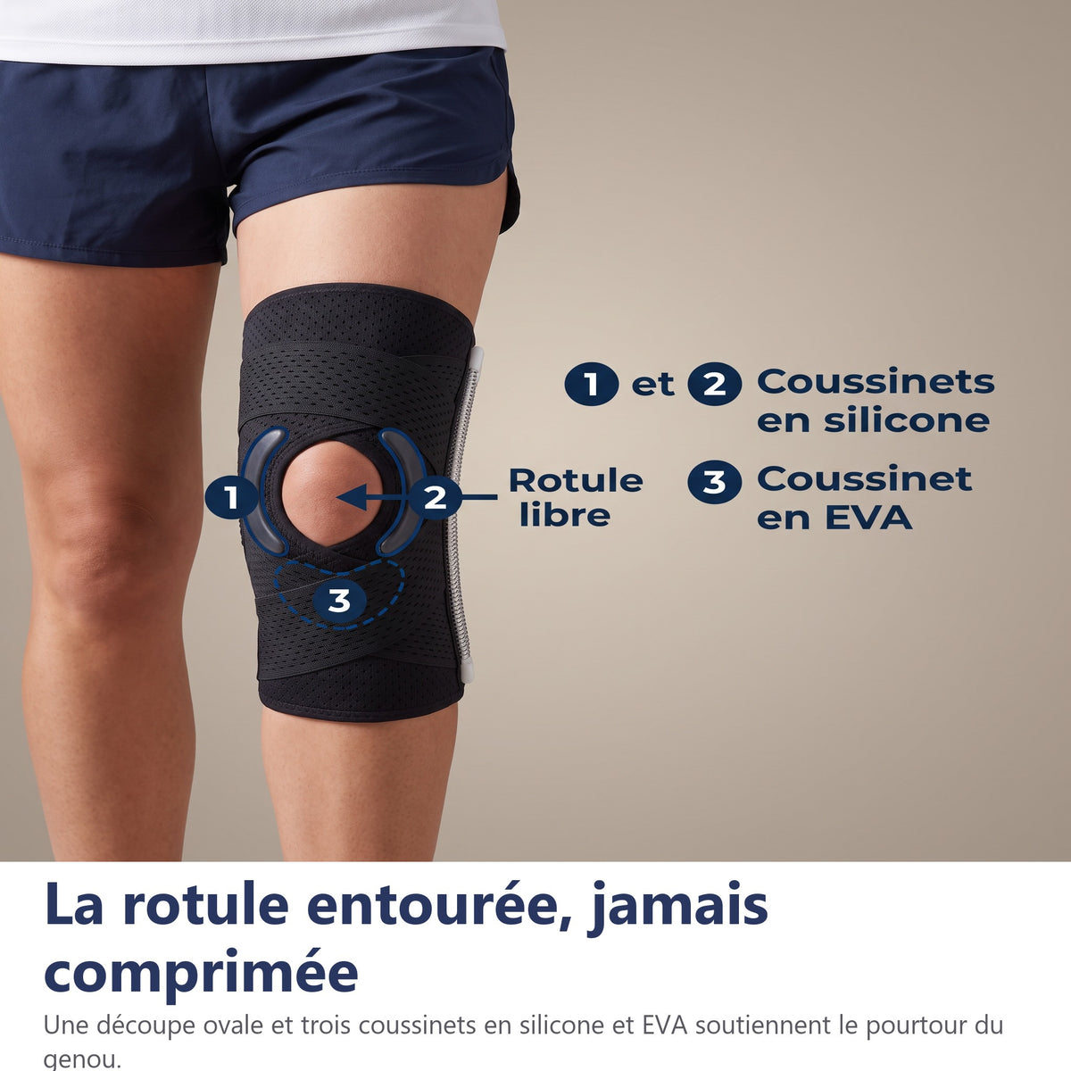 La rotule entourée, jamais comprimée