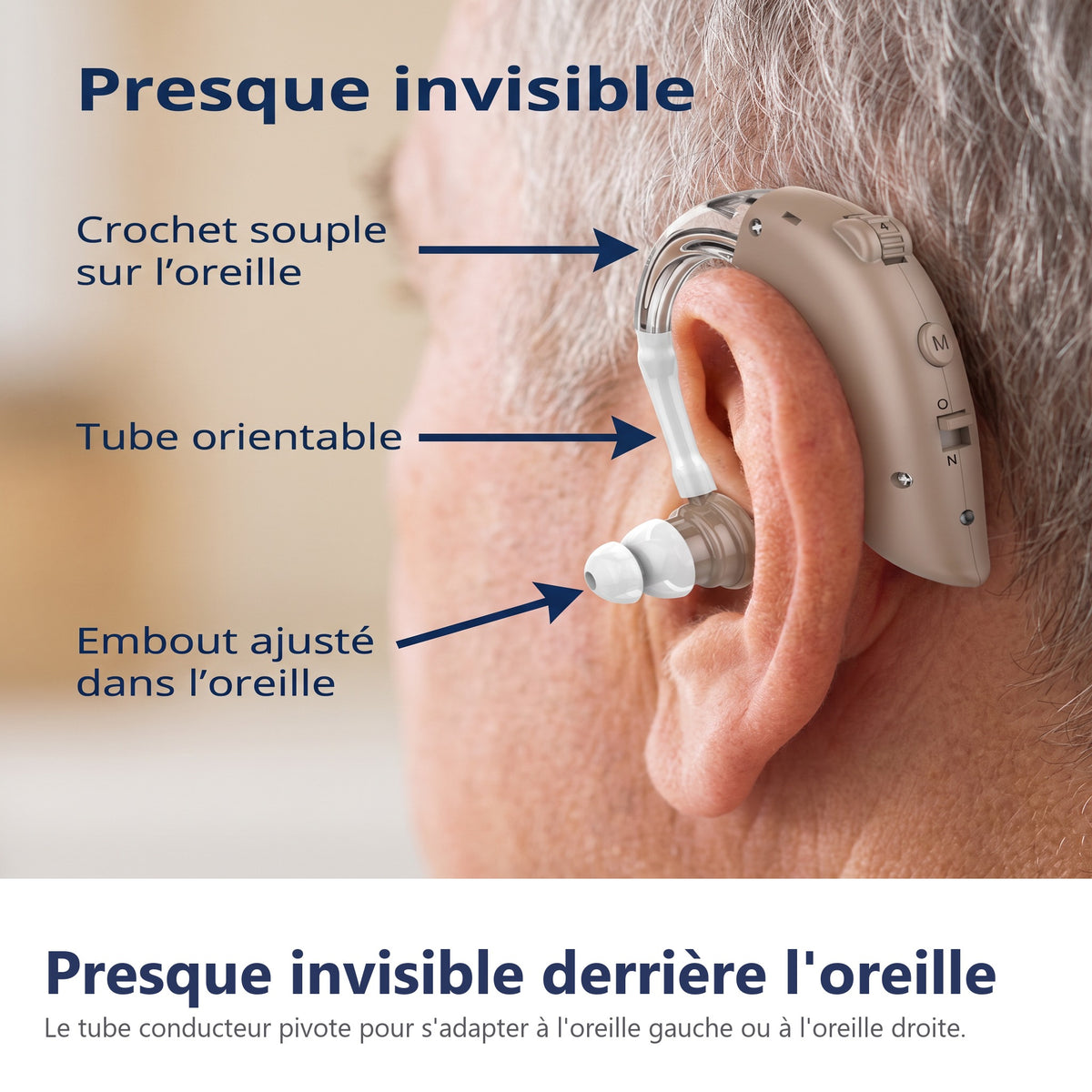 Presque invisible derrière l'oreille