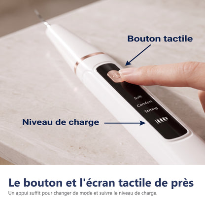 Le bouton et l'écran tactile de près