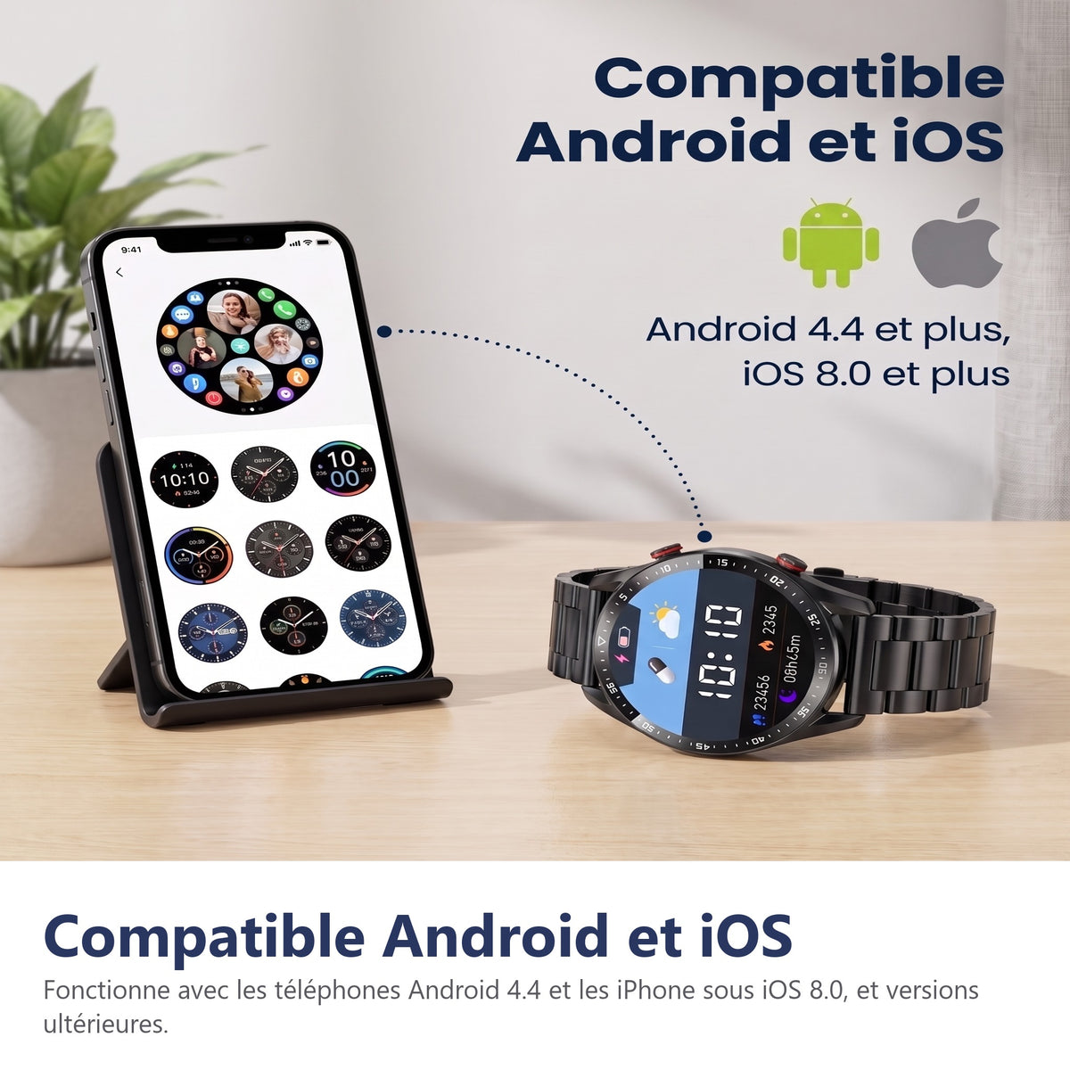 Montre connectée compatible Android et iOS