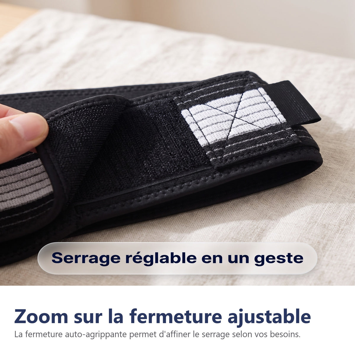 Zoom sur la fermeture ajustable
