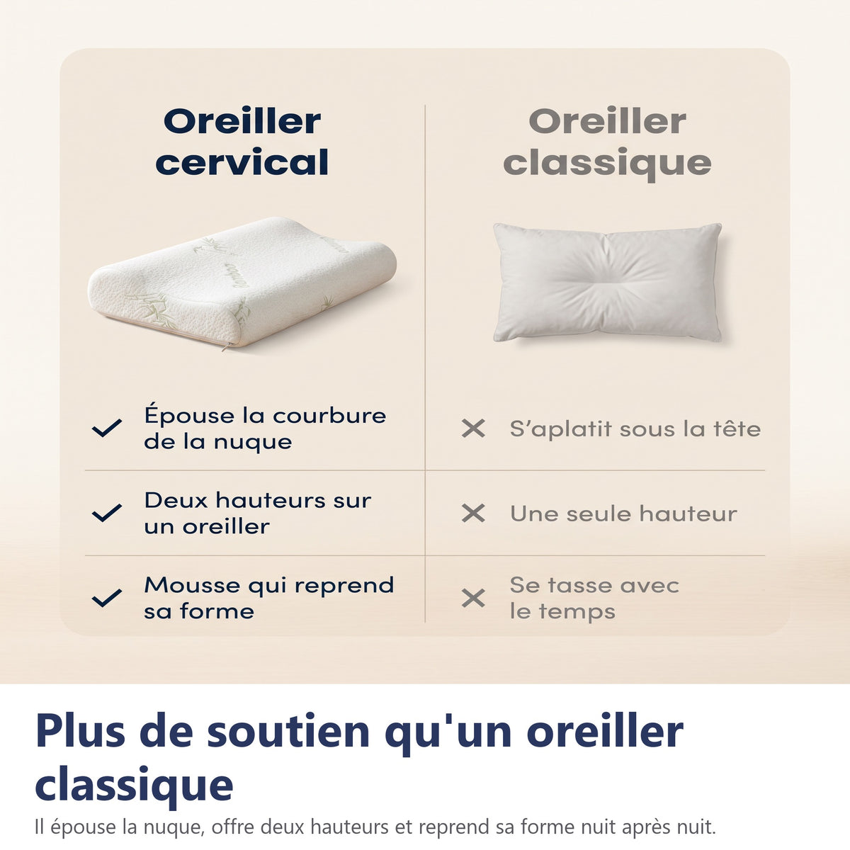 Plus de soutien qu'un oreiller classique