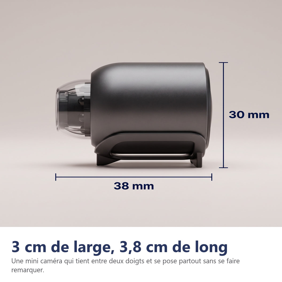 3 cm de large, 3,8 cm de long