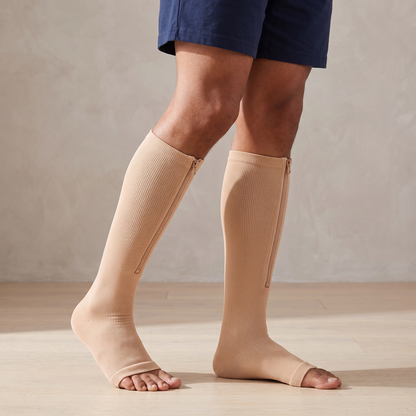 Chaussettes de compression zippées, bout ouvert