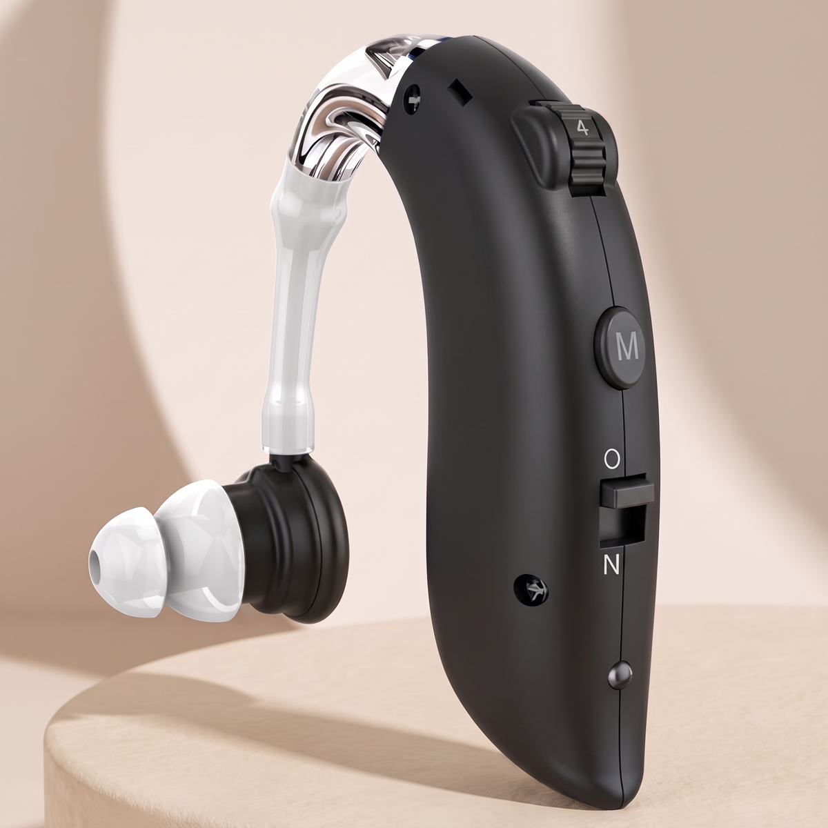 Appareil auditif rechargeable noir avec réduction du bruit