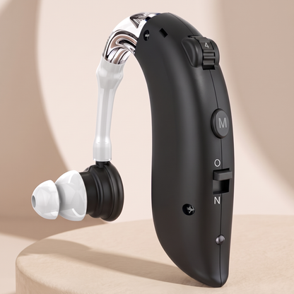 Appareil auditif rechargeable noir avec réduction du bruit