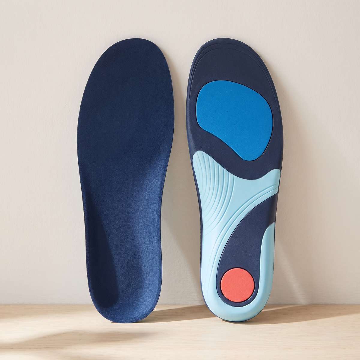 Semelles orthopédiques avec soutien de voûte plantaire, paire bleu marine