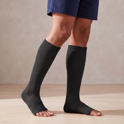 Chaussettes de compression zippées à bout ouvert, lot de 2 paires