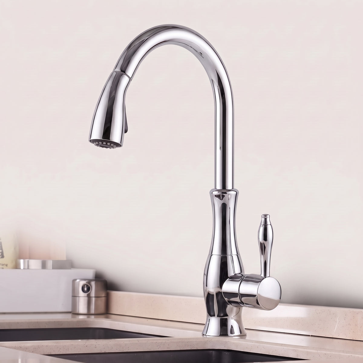 Robinet de cuisine finition chrome brillant