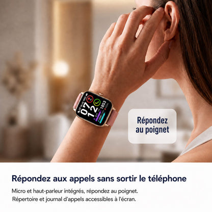 Montre connectée femme, écran tactile 1,85, appels Bluetooth, IP68