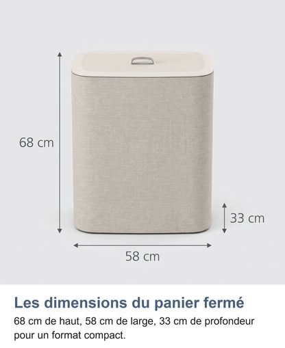 Dimensions du panier à linge fermé : 68 x 58 x 33 cm