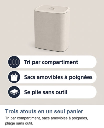 Trois atouts du panier à linge : tri, sacs amovibles, pliage
