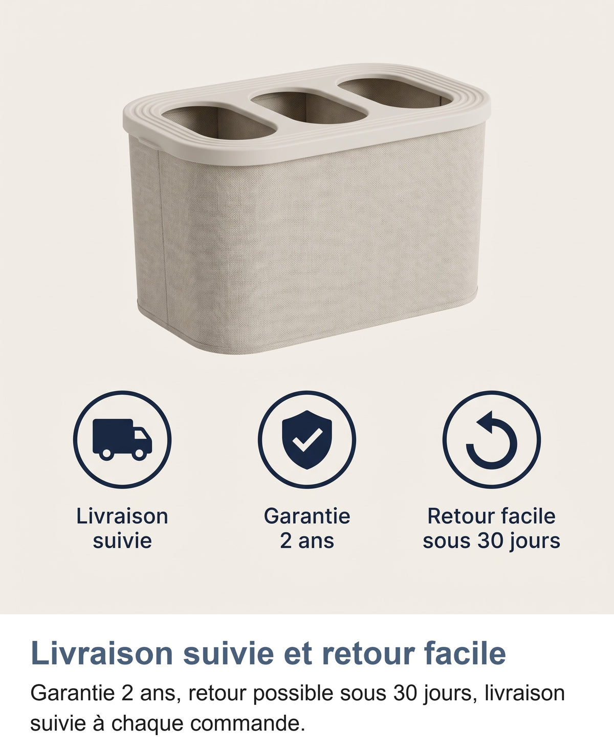 Livraison suivie, garantie 2 ans, retour facile sous 30 jours